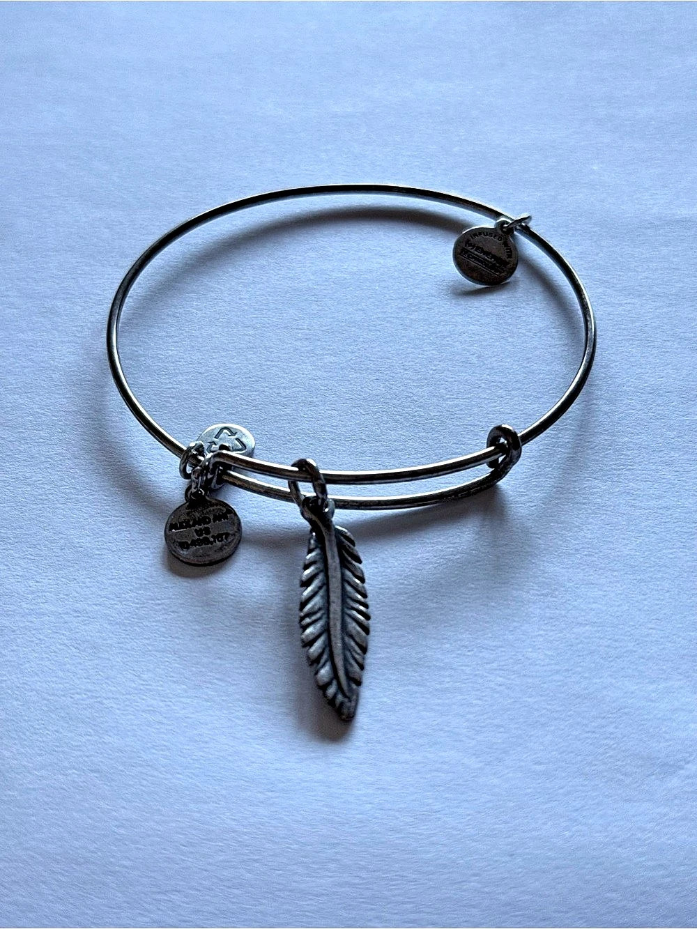 Alex and Ani Feather Charm Bangle Silver